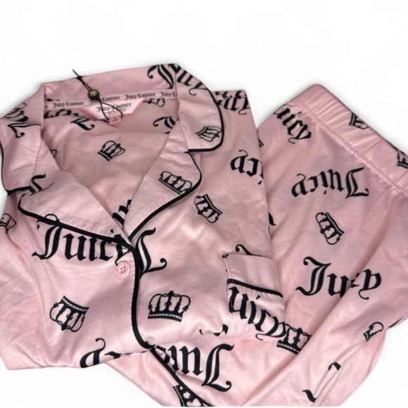 Juicy Couture Other - Juicy Couture Pink Crown Toss Juicy Notch Collar and Short Pajama Set